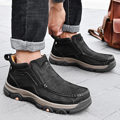 Leather High-Top Ankle Boot Orthopedic Arch Support Walking Sneakers for Men & Women | Posture Correcting Slip-On Athletic Footwear