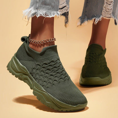 Slip-On Walking Shoes with Cushioned Insole & Arch Support in Olive Green for Men & Women