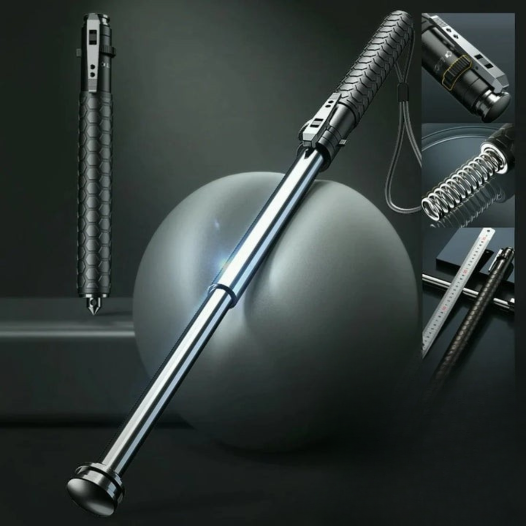 Telescopic Support Cane with Quick-Deploy Mechanism & Textured Grip for Stability, Hiking & Personal Security