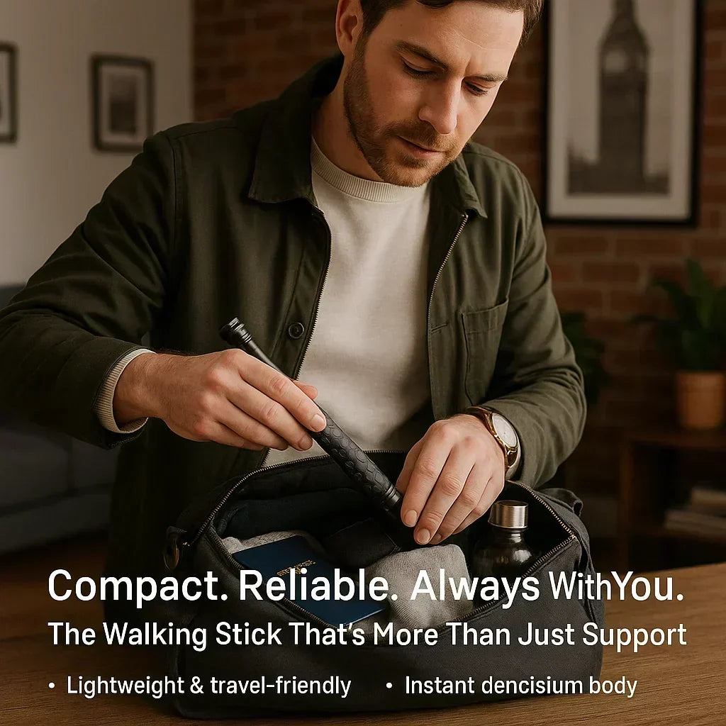 Telescopic Support Cane with Quick-Deploy Mechanism & Textured Grip for Stability, Hiking & Personal Security