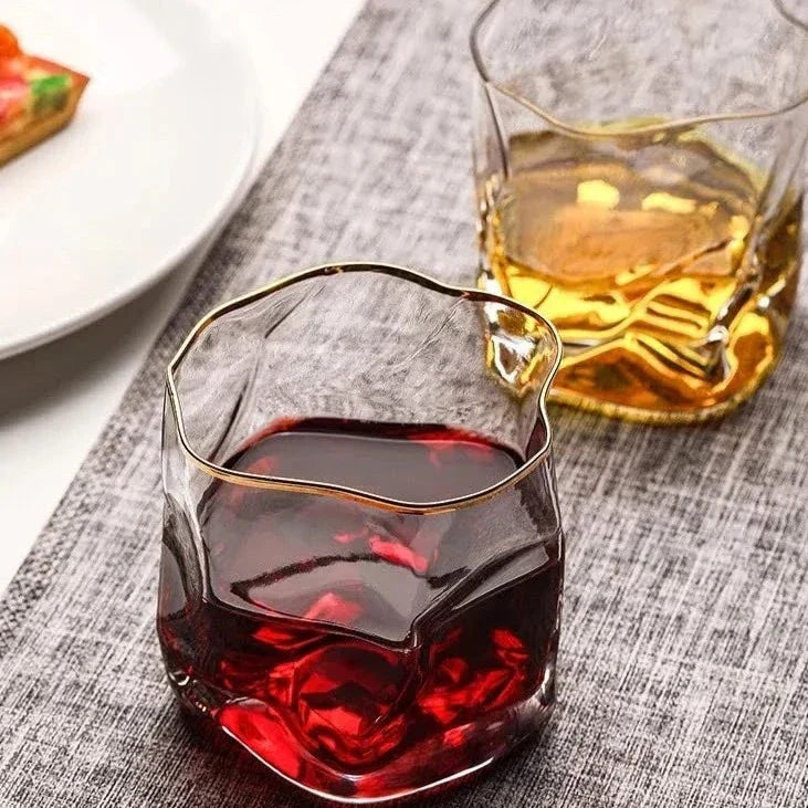 Sculpted Spirit Tumbler Set of 2 for Bourbon Scotch Whisky Cocktails Home Bar Glassware Gift