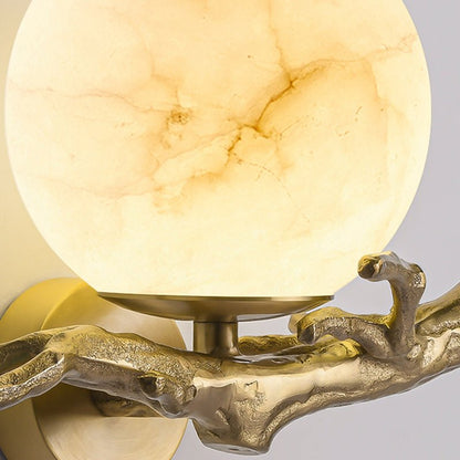 Marble & Brass Wall Sconce LED Light Fixture for Bedroom, Living Room, Hallway – Modern Minimalist Indoor Lighting