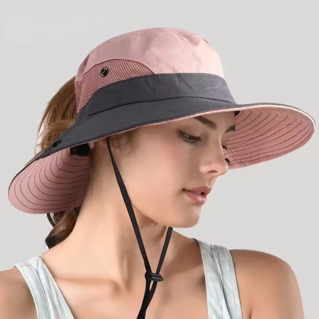 Wide Brim Sun Hat for Women with UPF 50+ Protection & Breathable Mesh Panels for Hiking Beach Gardening Outdoor Activities
