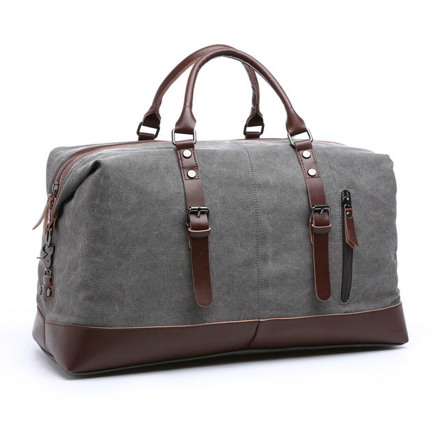 Weekend Travel Duffel Bag – Canvas & Leather Overnight Carryall for Gym, Business Trips & Short Getaways – Sturdy Weekender Holdall