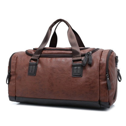 Faux Leather Weekend Duffel Bag for Travel and Work – Waterproof Carry-On Tote with Shoulder Strap