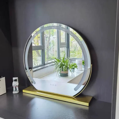 LED Lighted Makeup Mirror 15x Magnifying Touch Adjustable Brightness Vanity Desktop Gold Black White Rotating Frame 3 Light Modes for