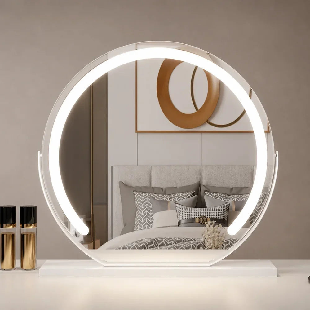 LED Lighted Makeup Mirror 15x Magnifying Touch Adjustable Brightness Vanity Desktop Gold Black White Rotating Frame 3 Light Modes for
