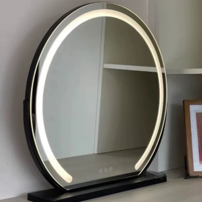 LED Lighted Makeup Mirror 15x Magnifying Touch Adjustable Brightness Vanity Desktop Gold Black White Rotating Frame 3 Light Modes for