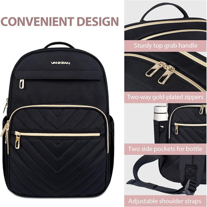 Water-Resistant Laptop Backpack with USB Charging Port for Women – Fits 15.6 Inch Laptops, Commuter & Travel Bag with Padded Compartments