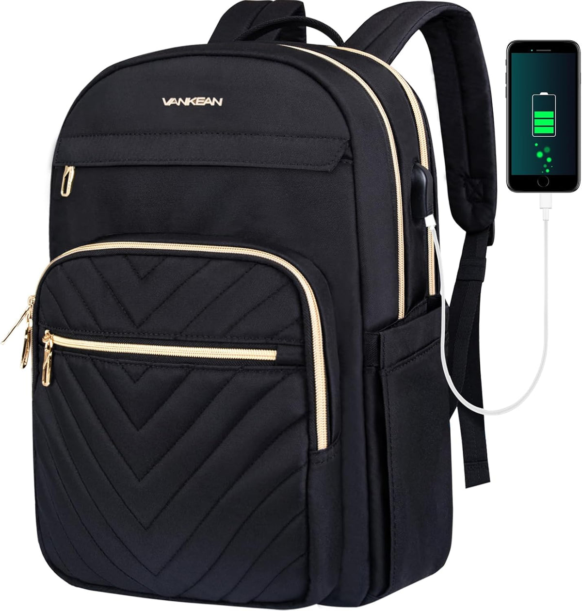 Water-Resistant Laptop Backpack with USB Charging Port for Women – Fits 15.6 Inch Laptops, Commuter & Travel Bag with Padded Compartments