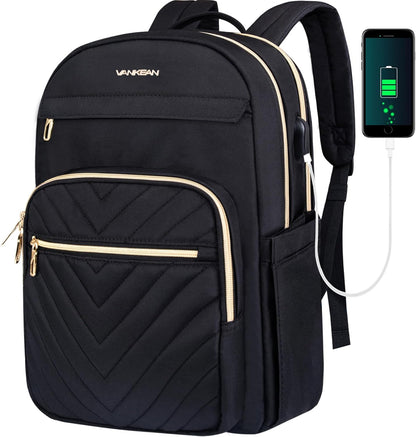 Water-Resistant Laptop Backpack with USB Charging Port for Women – Fits 15.6 Inch Laptops, Commuter & Travel Bag with Padded Compartments