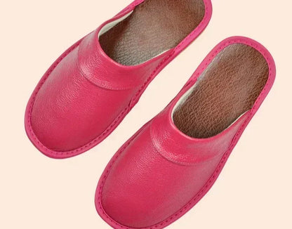 Men's Genuine Leather House Slippers – Soft Indoor Moccasins for Fall & Winter