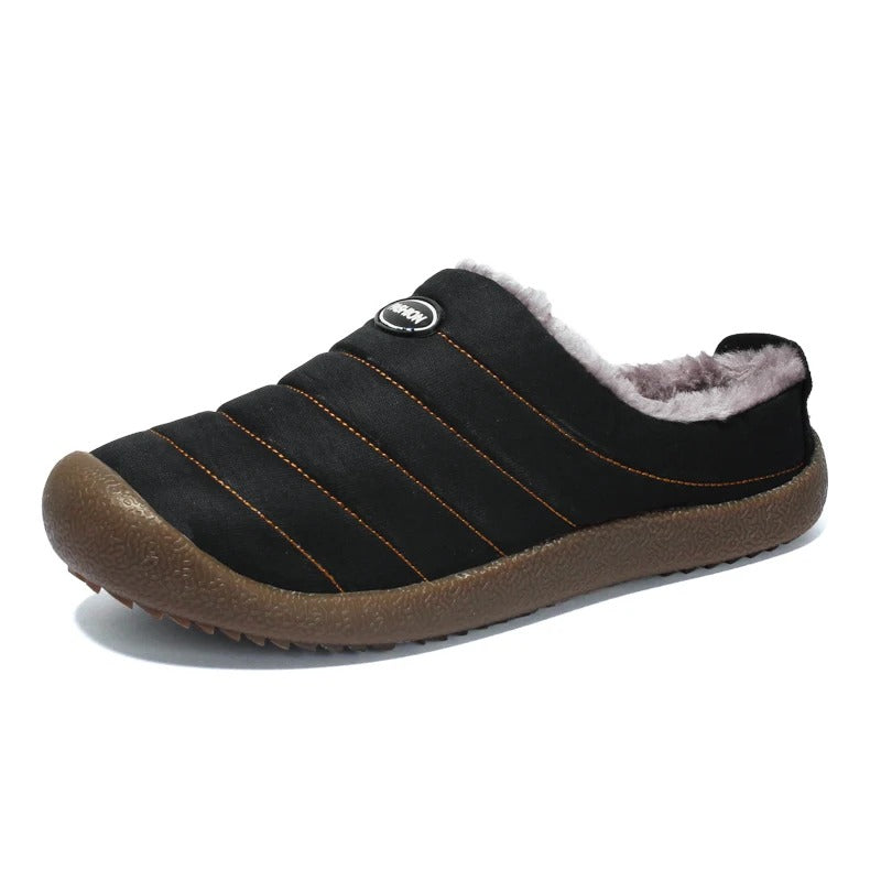 Men's Fleece-Lined Slippers with Non-Slip Sole for Indoor & Outdoor Winter Comfort