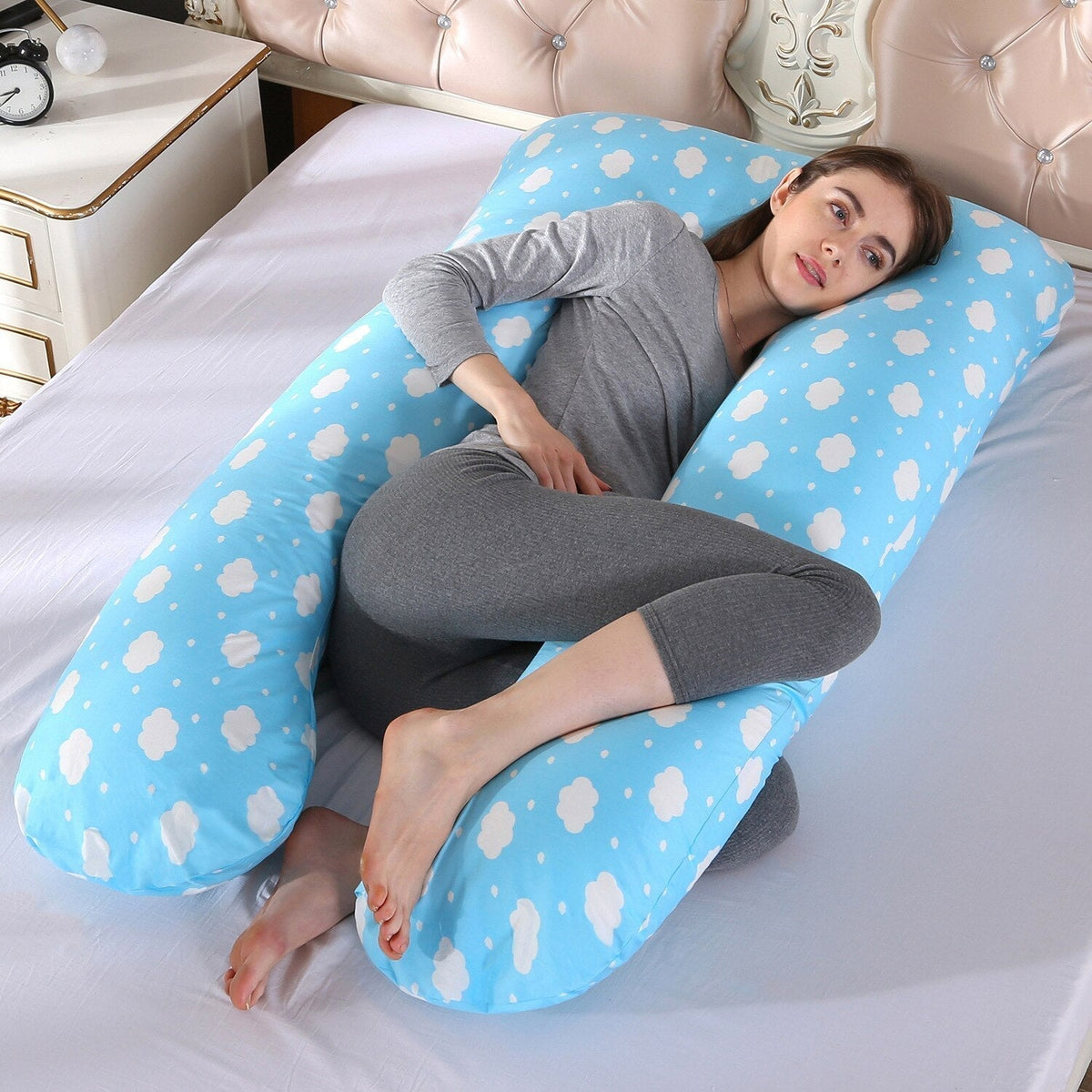 Wraparound Body Pillow for Side Sleeping – Pregnancy & Spinal Support Cushion with Machine-Washable Cotton Shell