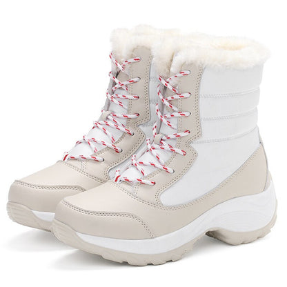 Plush-Lined Winter Boots for Women – Cozy Mid-Calf Snow Boots with PU Leather Upper & Non-Slip Sole for Cold Weather & Daily Wear