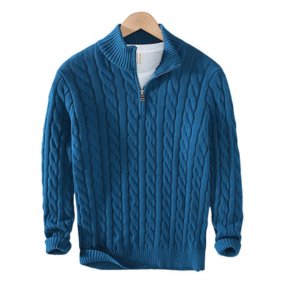 Men's Half-Zip Pullover Sweater with Ribbed Collar – Classic Textured Knit for Casual & Dressy Occasions
