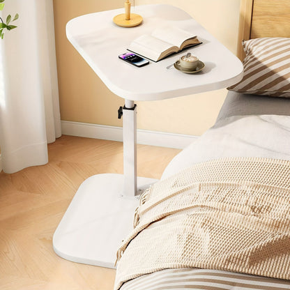 Adjustable Height C-Table for Couch & Bed – Wood Top, Metal Base, Slides Under Furniture for Living Room, Bedroom, Home Office
