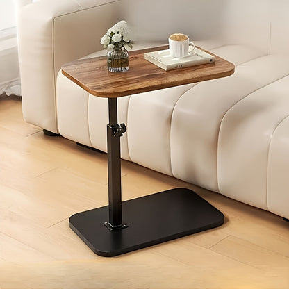 Adjustable Height C-Table for Couch & Bed – Wood Top, Metal Base, Slides Under Furniture for Living Room, Bedroom, Home Office