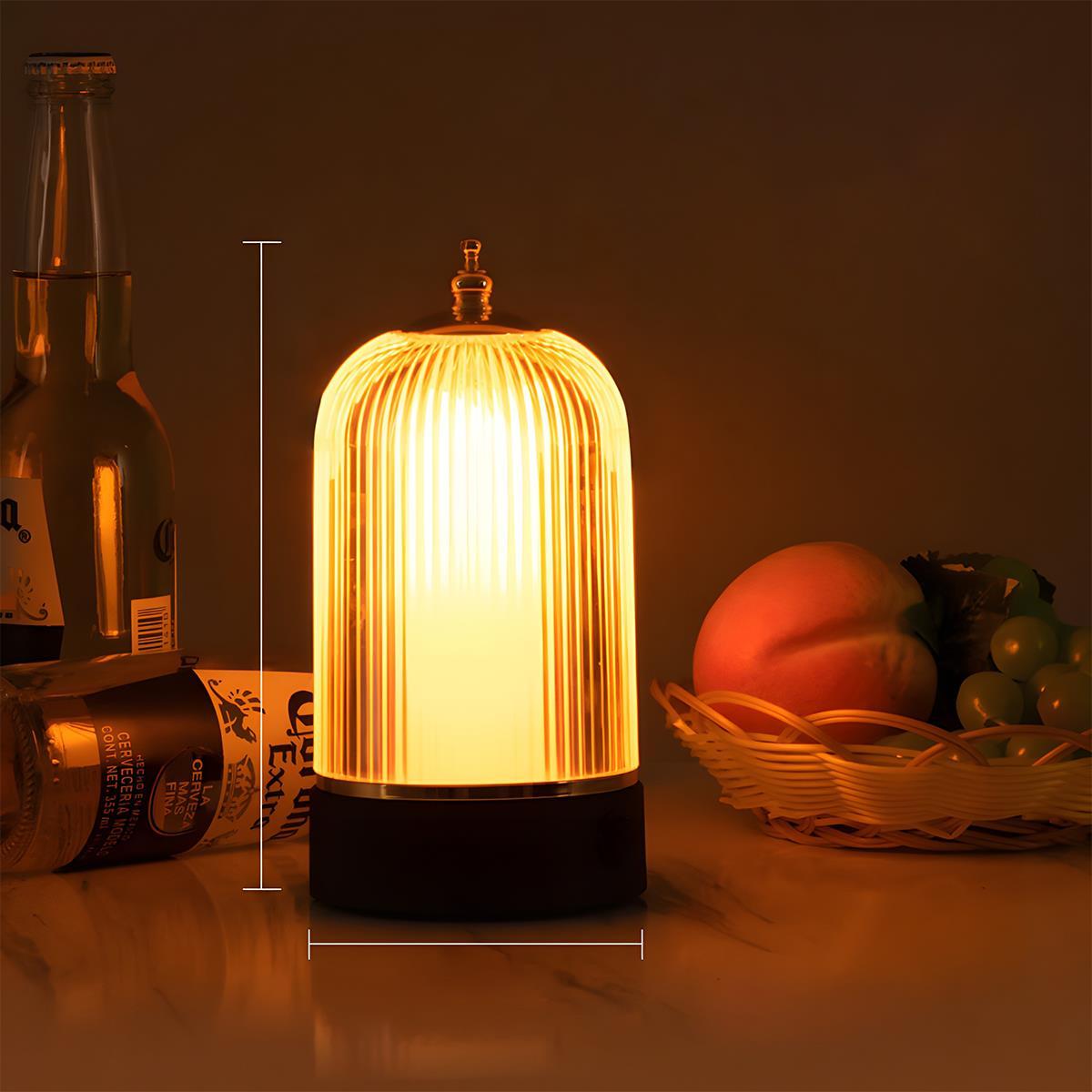 Lampe portable sans fil à intensité variable tactile de 19 cm de hauteur avec batterie rechargeable USB pour table de chevet, salon et table à manger