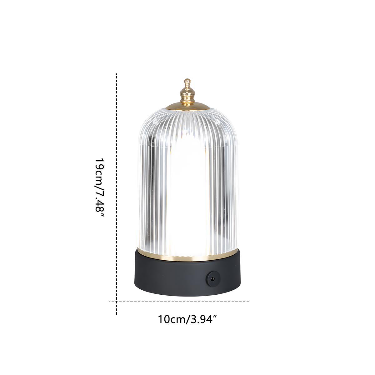 Lampe portable sans fil à intensité variable tactile de 19 cm de hauteur avec batterie rechargeable USB pour table de chevet, salon et table à manger
