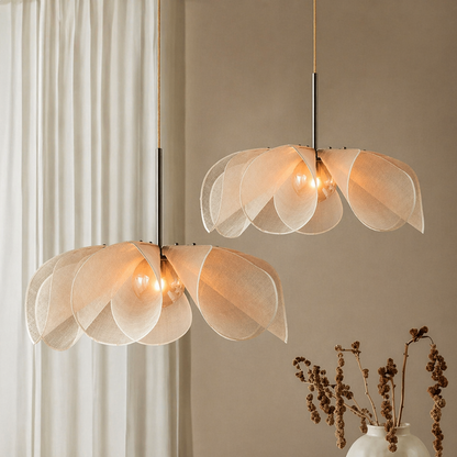 Vintage Fabric Pendant Light with Curved Shade – Warm Glow Ceiling Fixture for Dining Room, Bedroom & Reading Nook