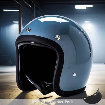 Half-Shell Retro Motorcycle Helmet DOT ECE Approved Open Face Cruiser Riding Headgear for Men Women Street Bike Chopper Bobber Scooter