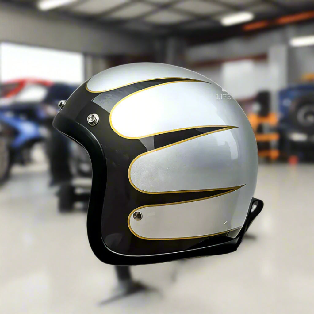 Half Helmet Open Face Motorcycle DOT ECE Certified Retro Cruiser Riding Gear Low Profile Headgear for Harley Chopper Bobber Street Bike