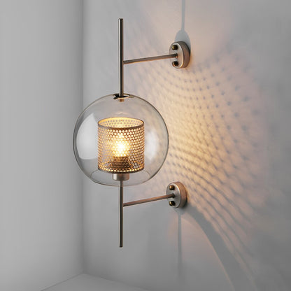 Iron & Glass Sphere Sconce 10 in Black Fixture Warm 3000K E27 Socket Bedroom Hallway Reading Nook Ambient Lighting for Modern Industrial Far