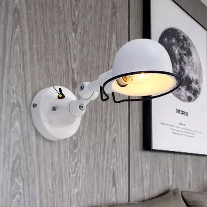 Adjustable Dome Wall Sconce - Industrial Metal Accent Light with Pivoting Head for Bedroom, Hallway & Reading Nook - Hardwired E12 Socket