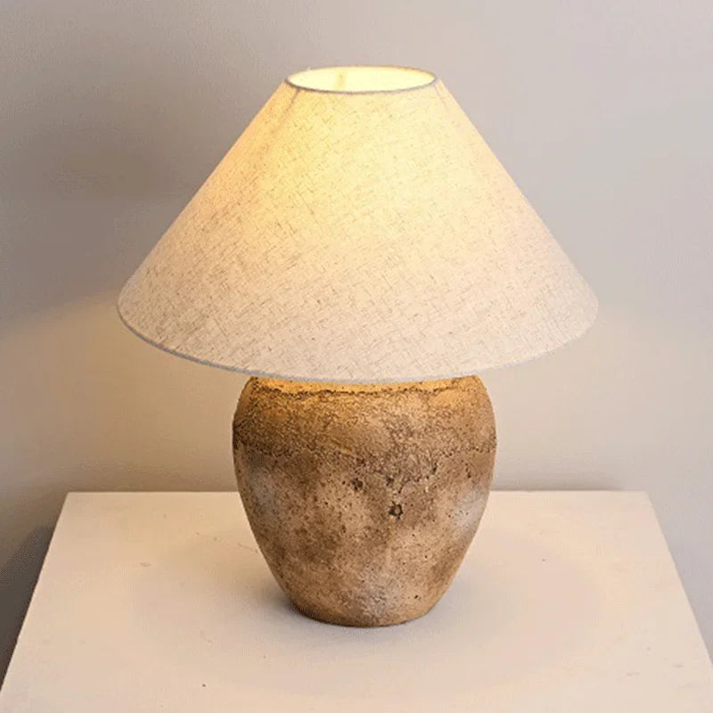 Ceramic Bedside Lamp 20 Inch Tall Warm White Light Wide Fabric Shade for Bedroom Living Room Nightstand Reading Corner Home Office Desk Lamp