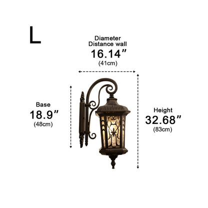 Lanterne de porche d'extérieur en fonte d'aluminium bronze foncé, étanche, 20,5 pouces, douille E27, pour entrée, allée, portail de jardin, façade extérieure