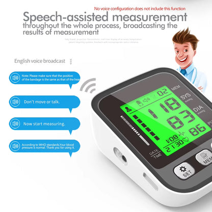 Upper Arm Blood Pressure Monitor with Color-Coded Readings & Dual-User Memory for Home Health Tracking
