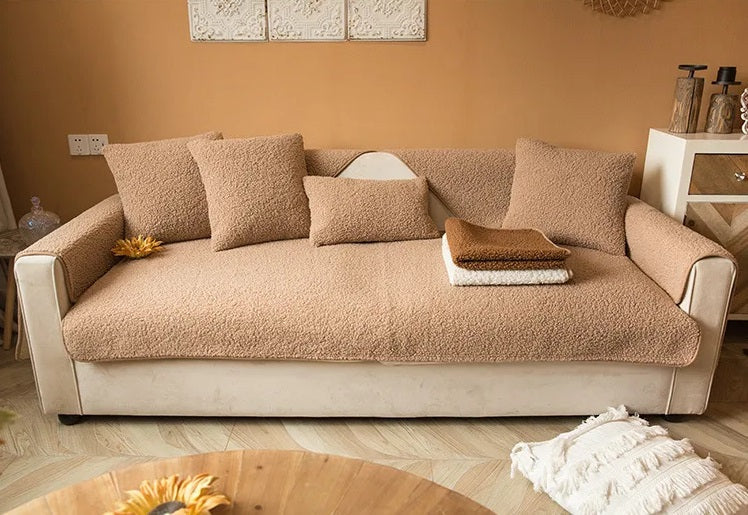 SnugNest – Teddy Sherpa Sofa Cover
