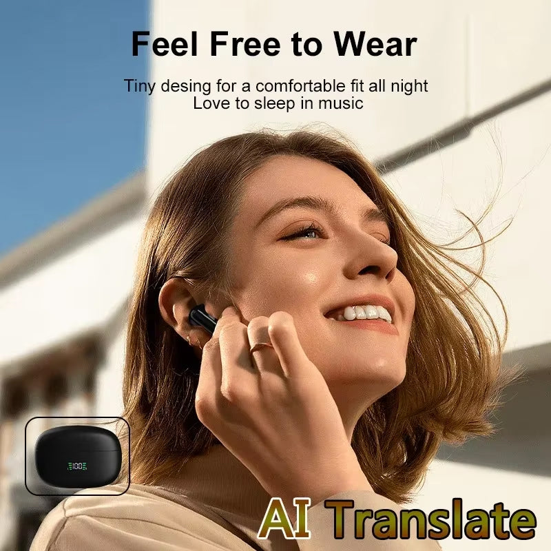 Real-Time Translation Earbuds with 144 Language Support & Bluetooth 5.3 for Travel, Business & Everyday Conversations