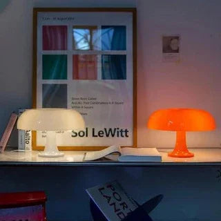Mushroom Nightstand Light 11 Inches Tall Orange Accent Lamp for Bedroom Desk Bedside Reading Modern Retro Dome Shape Soft Glow Small Space L