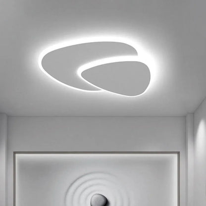 Sculptural LED Flush Mount Light Fixture 16-20 in Layered Acrylic White for Bedroom Hallway Contemporary Overhead Lighting Home Interior Dec