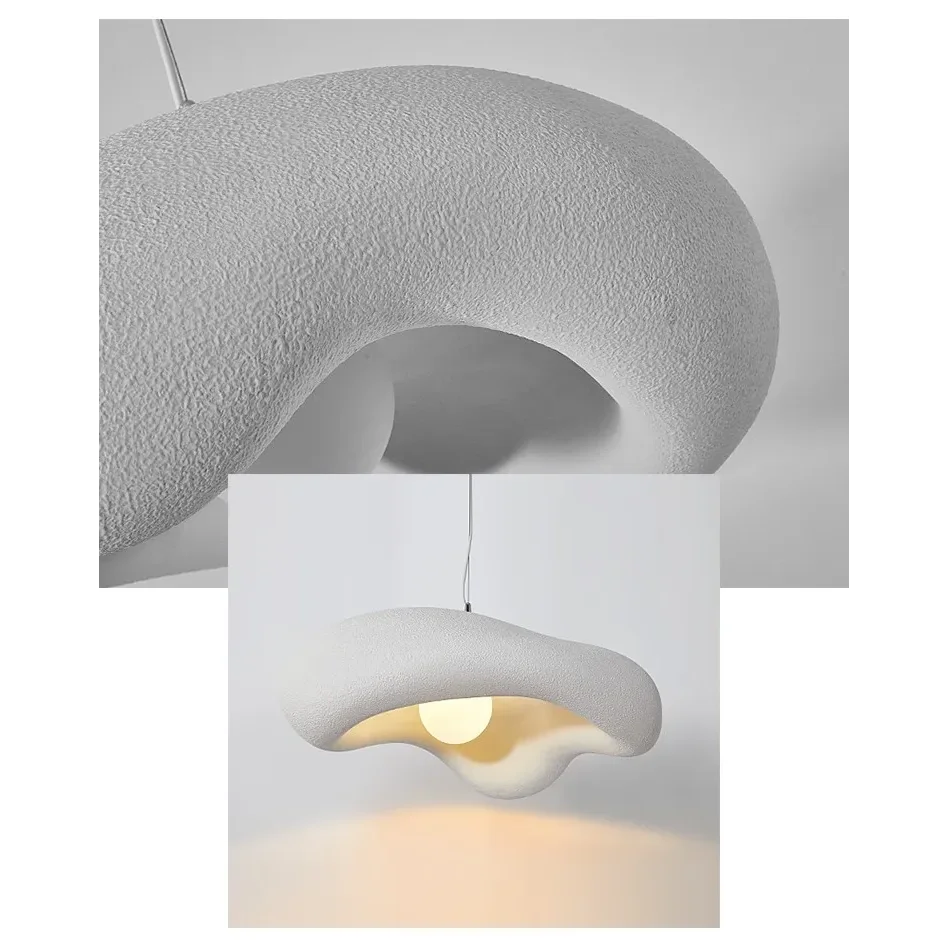 Textured Resin Ceiling Fixture 9 in Black Matte Sculptural Hanging Light Kitchen Island Dining Table Minimalist Organic Shape Adjustable Cab