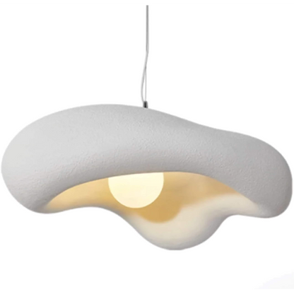 Textured Resin Ceiling Fixture 9 in Black Matte Sculptural Hanging Light Kitchen Island Dining Table Minimalist Organic Shape Adjustable Cab