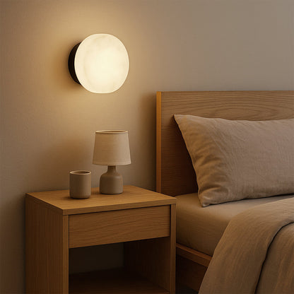 Natural Marble Wall Sconce with Glass Shade – Scandinavian LED Accent Light for Bedroom, Hallway & Living Room