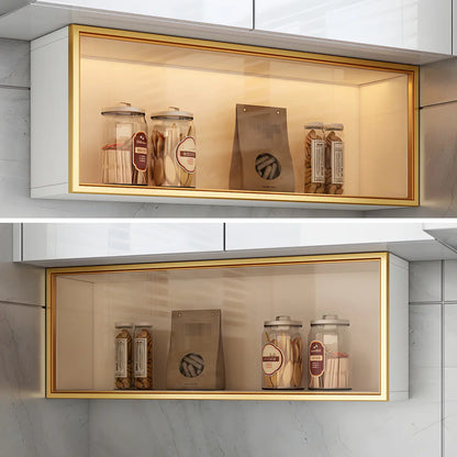 Wood Wall Cabinet with Glass Door for Kitchen Storage and Living Room Display 12 inch Height Multiple Widths Optional LED Lighting Mounted O