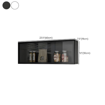 Wood Wall Cabinet with Glass Door for Kitchen Storage and Living Room Display 12 inch Height Multiple Widths Optional LED Lighting Mounted O