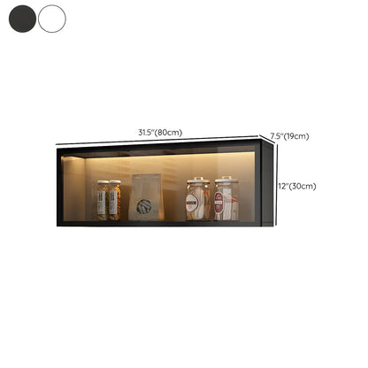 Wood Wall Cabinet with Glass Door for Kitchen Storage and Living Room Display 12 inch Height Multiple Widths Optional LED Lighting Mounted O