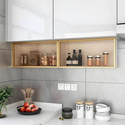 Wood Wall Cabinet with Glass Door for Kitchen Storage and Living Room Display 12 inch Height Multiple Widths Optional LED Lighting Mounted O
