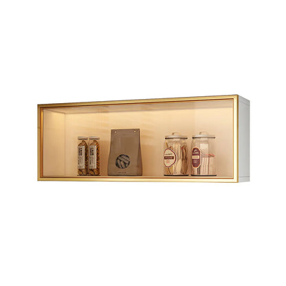 Wood Wall Cabinet with Glass Door for Kitchen Storage and Living Room Display 12 inch Height Multiple Widths Optional LED Lighting Mounted O