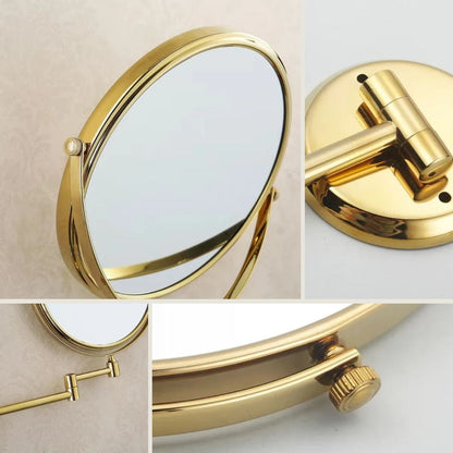 Extendable Dual-Sided Vanity Mirror with Adjustable Wall Arm for Close-Up Makeup Application and Everyday Grooming in Bathroom or Dressing