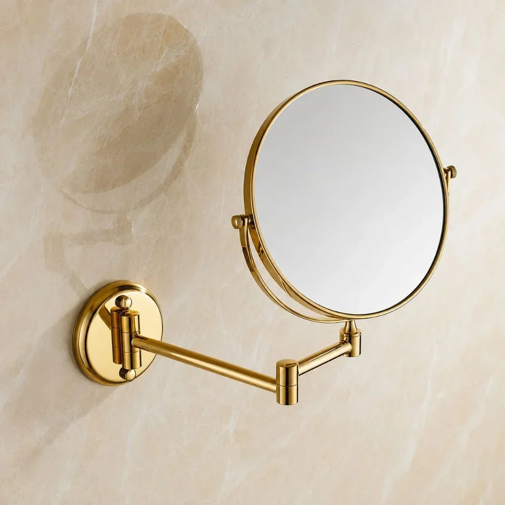 Extendable Dual-Sided Vanity Mirror with Adjustable Wall Arm for Close-Up Makeup Application and Everyday Grooming in Bathroom or Dressing