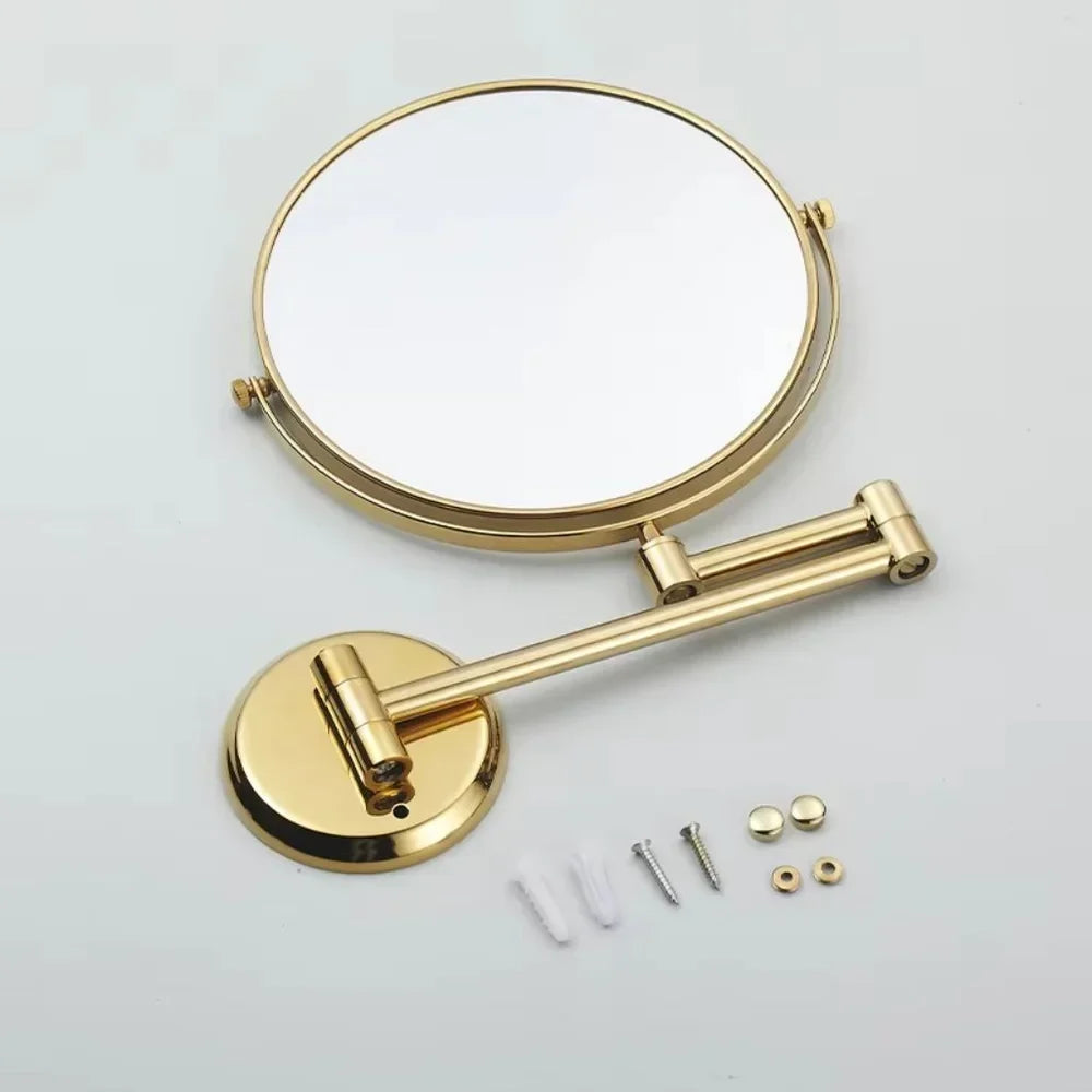 Extendable Dual-Sided Vanity Mirror with Adjustable Wall Arm for Close-Up Makeup Application and Everyday Grooming in Bathroom or Dressing