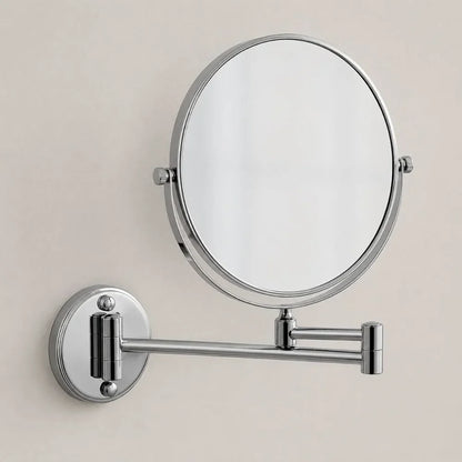 Extendable Dual-Sided Vanity Mirror with Adjustable Wall Arm for Close-Up Makeup Application and Everyday Grooming in Bathroom or Dressing
