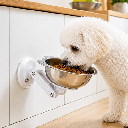 Ortekor No-Drill Wall-Mounted Pet Bowl for Small Dogs & Cats - Elevated Feeding for Cleaner Floors