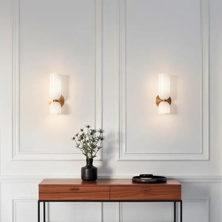 Porcelain Sconce Light Fixture 16 Inch Height Pivoting Arm for Bedroom Hallway Living Room Reading Nook Contemporary White Gray Blue Clear